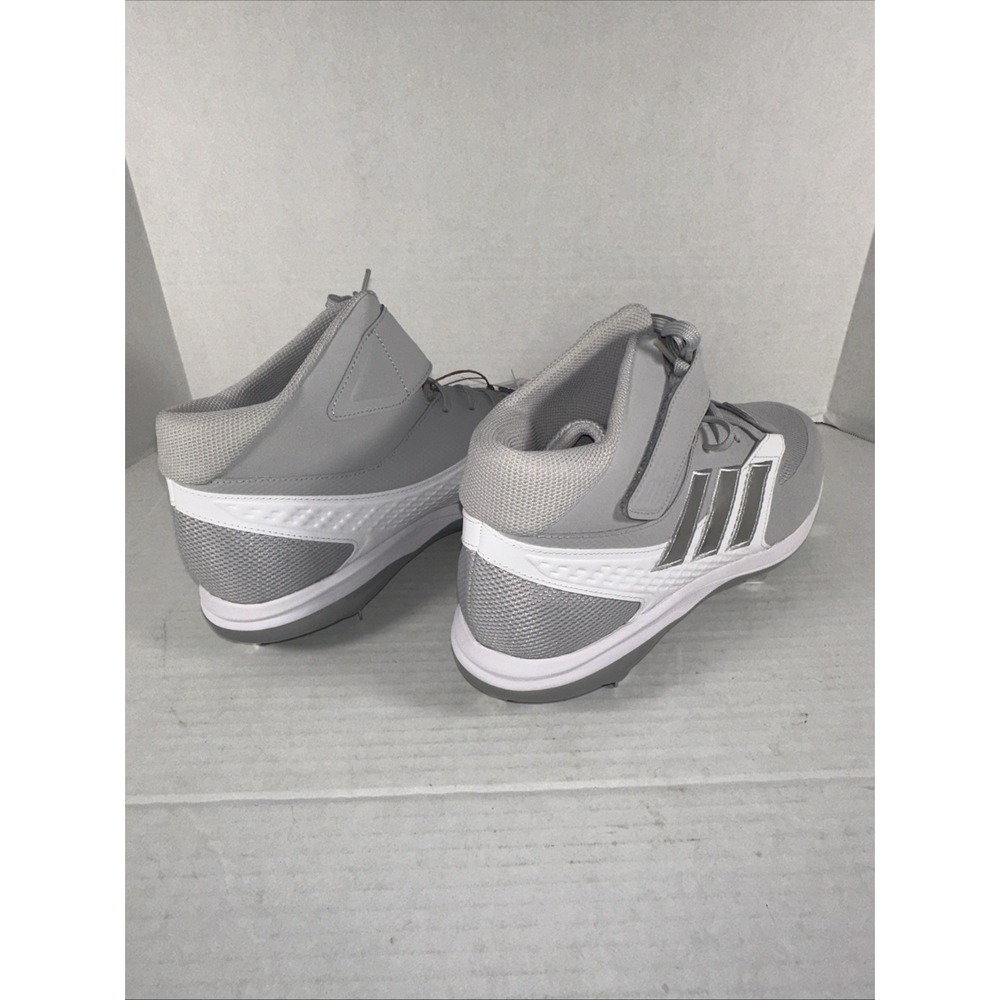 Adidas ICON 8 Mid Baseball Metal Cleats Men's 14 Gray White Silver IG7114 NWT - Picture 4 of 7